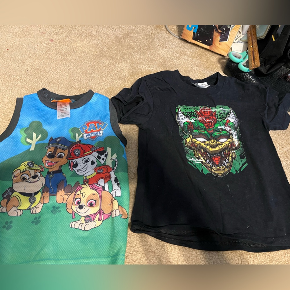 Two kids shirts - 4T - one paw patrol tank and one Bowser
